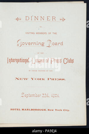 570 LA CENA PER LA VISITA DEI MEMBRI DEL CONSIGLIO DIRETTIVO DELLA LEGA INTERNAZIONALE DI PREMERE CLUB (detenute da NEW YORK premere il tasto (a) "HOTEL MARLBOROUGH, NEW YORK" (Hotel) (NYPL ADE-270018-4000001712) Foto Stock