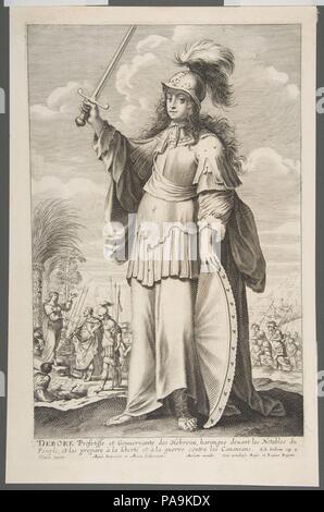 Déborah. Artista: Abraham Bosse (francese, Tours 1602/1604-1676 Parigi); Gilles Rousselet (francese, Parigi Parigi 1614-1686); Dopo Claude Vignon (francese, Tours 1593-1670 Paris). Dimensioni: foglio: 14 5/8 x 9 11/16 in. (37,2 x 24,6 cm) piastra: 13 7/16 x 8 7/16 in. (34,2 x 21,5 cm). Editore: pubblicato da Pierre Mariette (Francese, 1596-1657). Serie/Portfolio: Galerie des femmes fortes. Data: 1647. Museo: Metropolitan Museum of Art di New York, Stati Uniti d'America. Foto Stock