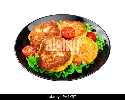 Frittelle di patate isolato su sfondo bianco con tracciato di ritaglio Foto Stock