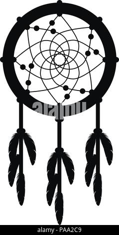 Vector indian dream catcher simbolo. nero dreamcatcher design illustrazione isolati su sfondo bianco. etnici Indiani modello di decorazione di sogno cat Illustrazione Vettoriale