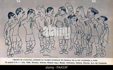 151 L'équipe d'Uruguay Championne olympique de football en 1924 à Colombes (Parigi) Foto Stock