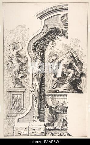 Studio per un giardino capriccio. Artista: Workshop di Gilles-Marie Oppenord (francese, Parigi Parigi 1672-1742). Dimensioni: 18 1/8 x 11 3/8 in. (46 x 28,9 cm). Data: n.d.. Museo: Metropolitan Museum of Art di New York, Stati Uniti d'America. Foto Stock