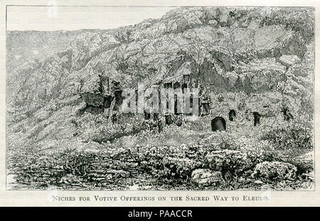 183 nicchie per offerte votive sulla via sacra di Eleusis - Mahaffy John Pentland - 1890 Foto Stock