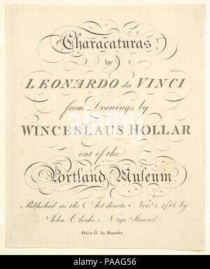 Titolo pagina: Characaturas da Leonardo da Vinci, dai disegni del Wincelslaus Hollar, al di fuori del museo di Portland. Artista: Dopo Wenceslaus Hollar (boemo, Praga 1607-1677 Londra); dopo Leonardo da Vinci (italiano, Vinci 1452-1519 Amboise). Dimensioni: Piastra: 7 7/8 x 6 5/16 in. (20 x 16 cm) foglio: 8 1/16 x 6 9/16 in. (20,4 x 16,7 cm). Editore: pubblicato a Londra da John Clarke (British, attivo 1788-91). Data: 1786. Museo: Metropolitan Museum of Art di New York, Stati Uniti d'America. Foto Stock