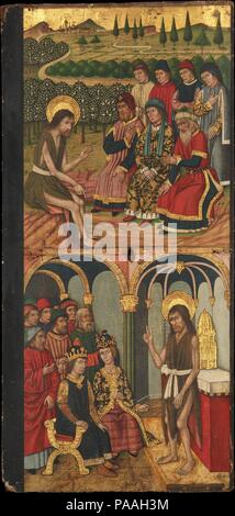 Pannello di San Giovanni Battista con scene tratte dalla sua vita. Artista: Domingo Ram (spagnolo, Aragona, active 1464-1507). Cultura: Spagnolo. Dimensioni: 59 1/2 x 28 5/8 in. (151,1 x 72,7 cm) intera Retablo: 139 x100 a. (353.1 x 254 cm). Data: 1464-1507. Museo: Metropolitan Museum of Art di New York, Stati Uniti d'America. Foto Stock