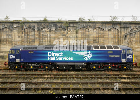 Direct Rail Services Class 57 locomotiva diesel 57309 "orgoglio di Crewe' alla stazione di Carlisle, Regno Unito. Foto Stock