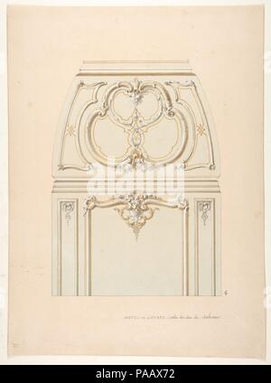 Design per Rococco-parete di stile e cove ornamento nel salone dell'Hotel de Luynes, di proprietà del Duc de Sabran. Artista: Jules-Edmond-Charles Lachaise (francese, morto 1897); Eugène-Pierre Gourdet (francese nato a Parigi, 1820-1889). Dimensioni: complessivo: 14 5/16 x 10 1/2 in. (36,4 x 26,7 cm). Patrono: commissionato da Duc de Sabran (Francese). Data: seconda metà del XIX secolo. Museo: Metropolitan Museum of Art di New York, Stati Uniti d'America. Foto Stock