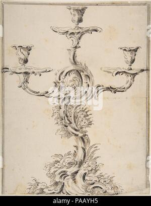 Design per un candelabro. Artista: Anonimo, francese del XVIII secolo. Dimensioni: foglio: 10 1/2 x 8 1/16 in. (26,6 x 20,5 cm). Data: XVIII secolo. Museo: Metropolitan Museum of Art di New York, Stati Uniti d'America. Foto Stock