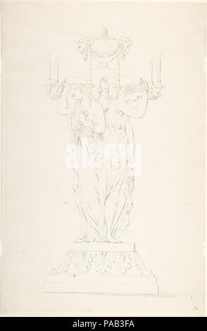 Design per un candelabro. Artista: Anonimo, francese del XVIII secolo. Dimensioni: 9 3/8 x 14 3/8 in. (23,8 x 36,5 cm). Data: ca. 1770-90. Museo: Metropolitan Museum of Art di New York, Stati Uniti d'America. Foto Stock