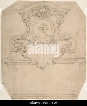 Design per una tomba di Epitaffio (recto); una variazione incompiuto di una tomba o Epitaffio (verso). Artista: attribuita a Giovanni Battista Foggini (Italiano, 1652-1725 Firenze Firenze). Dimensioni: foglio: 9 7/16 x 8 1/8 in. (23,9 x 20,7 cm). Data: 1652-1725. Museo: Metropolitan Museum of Art di New York, Stati Uniti d'America. Foto Stock