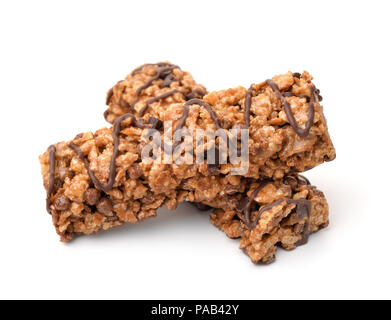 Il cioccolato barrette di cereali isolato su bianco Foto Stock