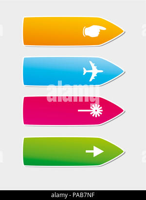 Una illustrazione vettoriale di 4 frecce colorate Foto Stock