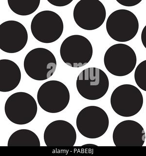 Circoli senza giunture, puntini pattern. Perfettamente ripetibile polka dot sfondo. Versione in bianco e nero eps 10 Illustrazione Vettoriale
