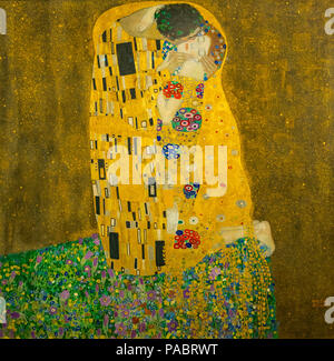 GUSTAV Klimt (1862-1918) Il Bacio [amanti] (1908/1909) superiore del Palazzo Belvedere Vienna AUSTRIA Foto Stock