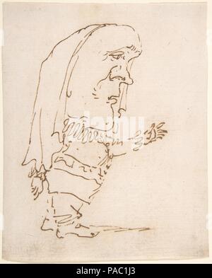 La caricatura di un uomo rivolto verso l. Artista: Gian Lorenzo Bernini (italiano, Napoli Roma 1598-1680). Dimensioni: foglio: 5 1/16 x 4 1/8 in. (12,9 x 10,4 cm). Data: 1610-80. Museo: Metropolitan Museum of Art di New York, Stati Uniti d'America. Foto Stock