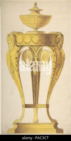 Design per un torchere o profumo bruciatore. Artista: attribuito a Henry Holland (British, Fulham, Londra 1745-1806 a Chelsea, Londra). Dimensioni: foglio: 16 9/16 x 5 7/8 in. (42 x 15 cm). Data: 1765-1806. Museo: Metropolitan Museum of Art di New York, Stati Uniti d'America. Foto Stock