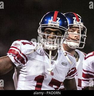 Oakland, la California, Stati Uniti d'America. 31 dic 2005. New York Giants wide receiver Plaxico Buress (17) il Sabato, 31 dicembre 2005, a Oakland, in California. I Giganti sconfitti i raider 30-21. Credito: Al di Golub/ZUMA filo/Alamy Live News Foto Stock