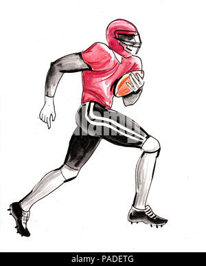 Giocatore di football americano. China e acquarello illustrazione Foto Stock