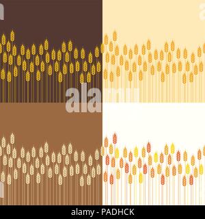 Vettore Collezione di perfetta ripetizione di frumento o di segala sfondo campo pattern, abstract agricolo di ornamento per illustrazione del raccolto Illustrazione Vettoriale