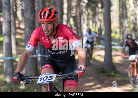 Vallnord, La Massana - Andorra. Il 17 luglio 2018. XCO MOUNTAIN BIKE MASTER WORLD CUP, XCO, Mountain Bike World Cup MAsters 2018 35 - 40 , Vallnord Andorra Foto Stock