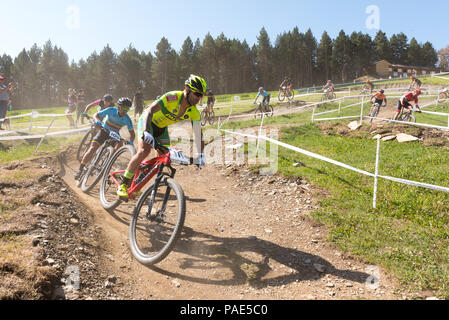 Vallnord, La Massana - Andorra. Il 17 luglio 2018. XCO MOUNTAIN BIKE MASTER WORLD CUP, XCO, Mountain Bike World Cup MAsters 2018 35 - 40 , Vallnord Andorra Foto Stock