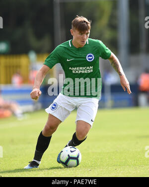 Kingston London UK 21 luglio 2018 - James Tilley di Brighton durante la partita di calcio pre-stagione amichevole tra AFC Wimbledon e Brighton e Hove Albion al Cherry Red Records Stadium di Kingston Surrey solo per uso editoriale Foto Stock