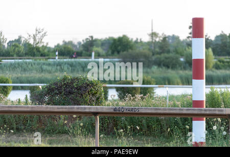 Un quarto polo a Fort Erie Racetrack dalla parte posteriore del binario. Foto Stock