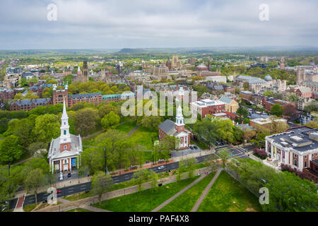 Vista della nuova oasi verde e nel centro città in New Haven, Connecticut Foto Stock