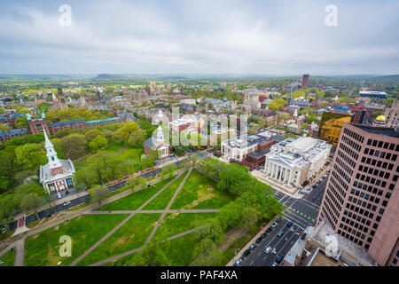 Vista della nuova oasi verde e nel centro città in New Haven, Connecticut Foto Stock