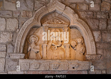 Old Town Gate Carving,Kotor, Montenegro Foto Stock