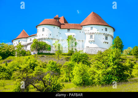 Vista panoramica a Veliki Tabor a nord della Croazia, luoghi di viaggio. Foto Stock