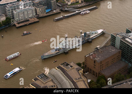 Viste dal 72 piano dell'Sharde di HMS Belfast Foto Stock