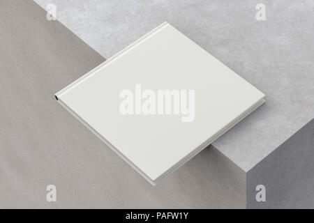 Quadrato bianco libro sul bordo. Isolato con percorso di clipping intorno al libro. 3D render Foto Stock