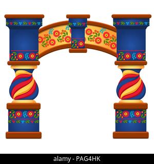 Arcata con decorazione in stile slavo isolati su sfondo bianco. Vector cartoon close-up illustrazione. Illustrazione Vettoriale