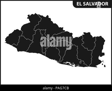 La mappa dettagliata di El Salvador con le regioni o gli Stati membri. Divisione amministrativa. Illustrazione Vettoriale