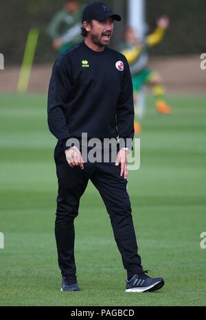 Harry Kewell durante la pre-stagione amichevole tra Norwich City e Crawley Town a prendere per Colney Training Center, Norwich, Regno Unito. Il 12 luglio 2018. Foto Stock