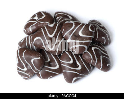 Gruppo di cioccolato gingerbreads vetrate isolate su sfondo bianco Foto Stock