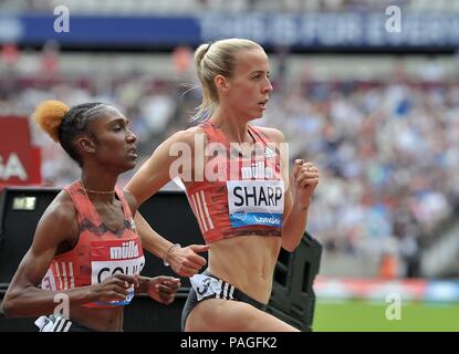 Londra, Regno Unito. 22 Luglio, 2018. Lynsey Sharp (GBR) in womens 800m. Muller anniversario giochi. IAAF Diamond League. Stadio Olimpico. Queen Elizabeth Olympic Park. Stratford. Londra. Regno Unito. 22/07/2018. Credito: Sport In immagini/Alamy Live News Foto Stock