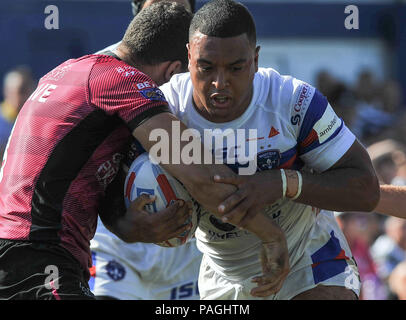 Razzo Mobile Stadium, Wakefield, Regno Unito. 22 Luglio, 2018. Betfred Super League Rugby League tra Wakefield Trinity vs Hull FC; Reece Lyne di Wakefield Trinity in azione. Dean Williams/Alamy Live News Foto Stock