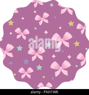 Decorativo telaio circolare con stelle e archi pattern su sfondo bianco, illustrazione vettoriale Illustrazione Vettoriale