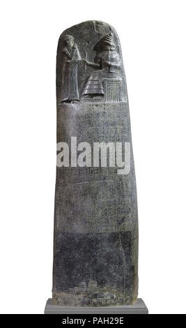 Codice di Diritto Stele di Re Hammurabi, codice babilonese di diritto dell'antica Mesopotamia. Foto Stock