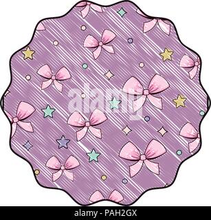 Decorativo telaio circolare con stelle e archi pattern su sfondo bianco, illustrazione vettoriale Illustrazione Vettoriale