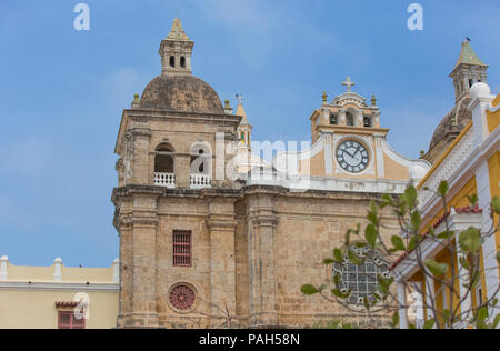 Chiudere fino alla Cattedrale di San Pedro Claver, Cartagena, Colombia Foto Stock