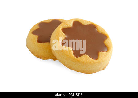 Biscotti al cioccolato isolato su sfondo bianco Foto Stock