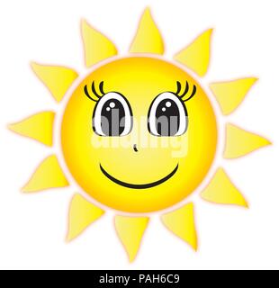Sorridente Icona Sun Illustrazione Vettoriale