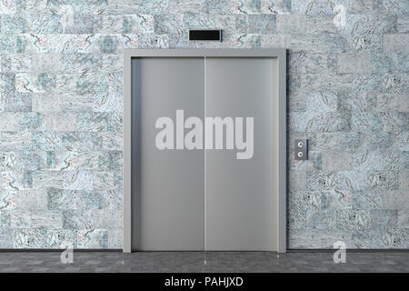 Ascensore con le porte chiuse. 3d illustrazione Foto Stock