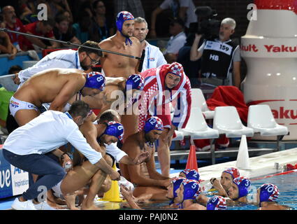 Budapest, Ungheria - Lug 27, 2017. Ivica TUCAK head coach e il croato gli uomini del team di pallanuoto in finale. FINA di pallanuoto Campionato Mondiale si è svolta Foto Stock