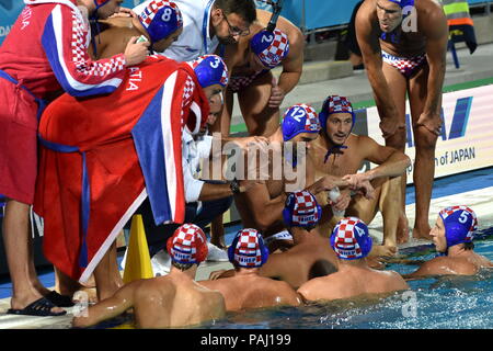 Budapest, Ungheria - Lug 27, 2017. Ivica TUCAK head coach e il croato gli uomini del team di pallanuoto in finale. FINA di pallanuoto Campionato Mondiale si è svolta Foto Stock