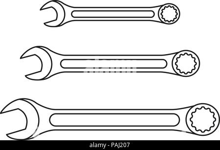 Line art in bianco e nero serie chiavi Illustrazione Vettoriale