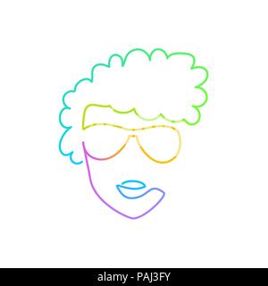 Continua gradiente luminoso volto di linea in occhiali da sole disegno, moda eyewear illustrazione Illustrazione Vettoriale